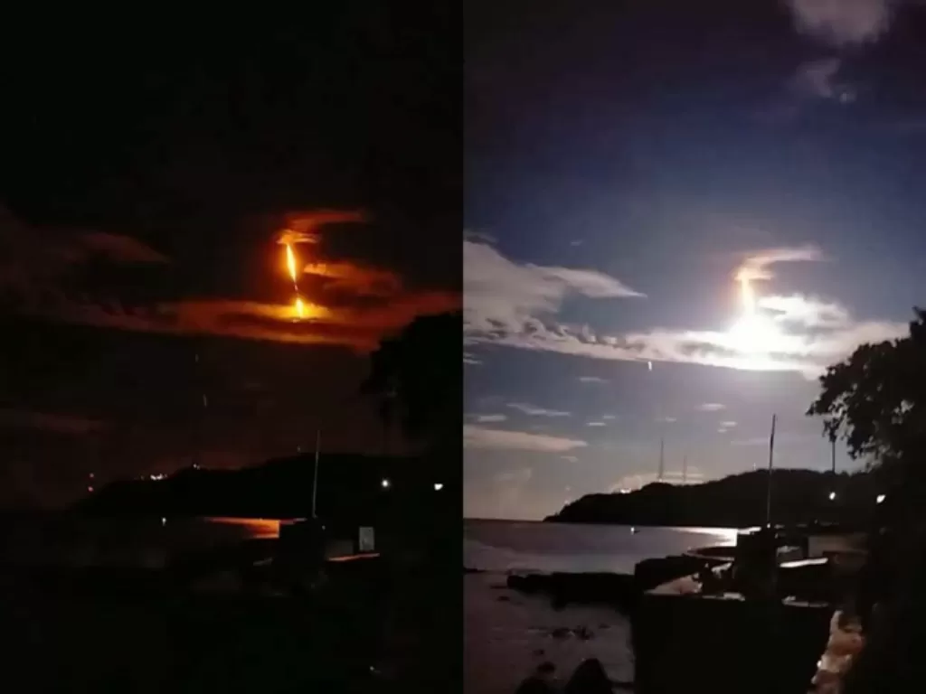 Meteor jatuh terekam kamera warga di Sulawesi Tengah. (Instagram)