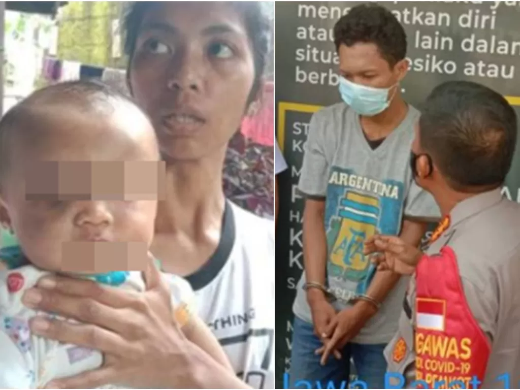 Ayah kandung (kanan) aniaya bayi 5 bulan di Depok. (instagram @cetul.22)