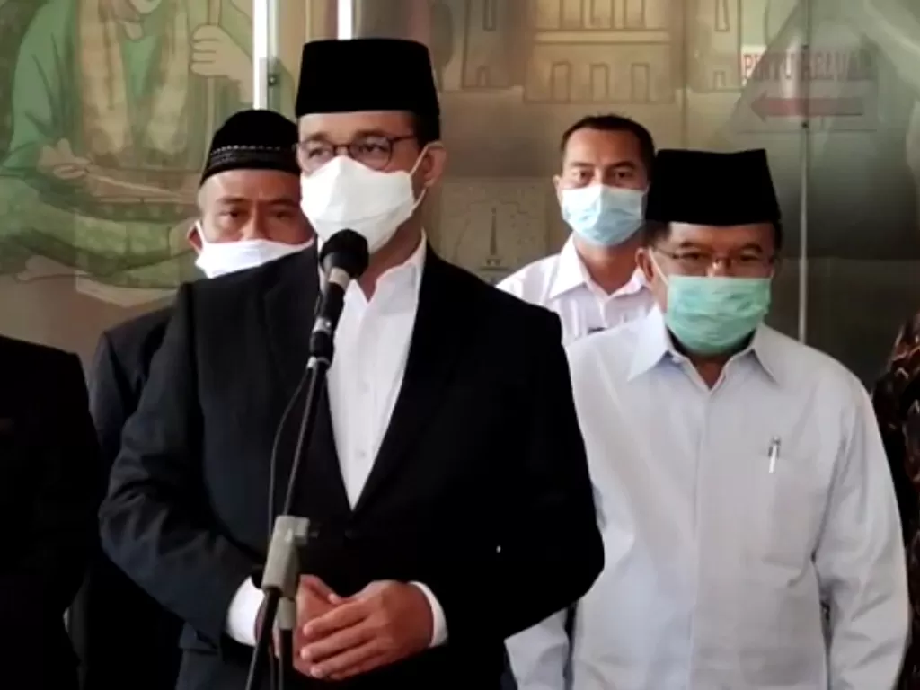 Jusuf Kalla (JK) temui Gubernur DKI Jakarta Anies Baswedan di Balai Kota, Jakarta, Rabu (17/3/2021). (Istimewa)