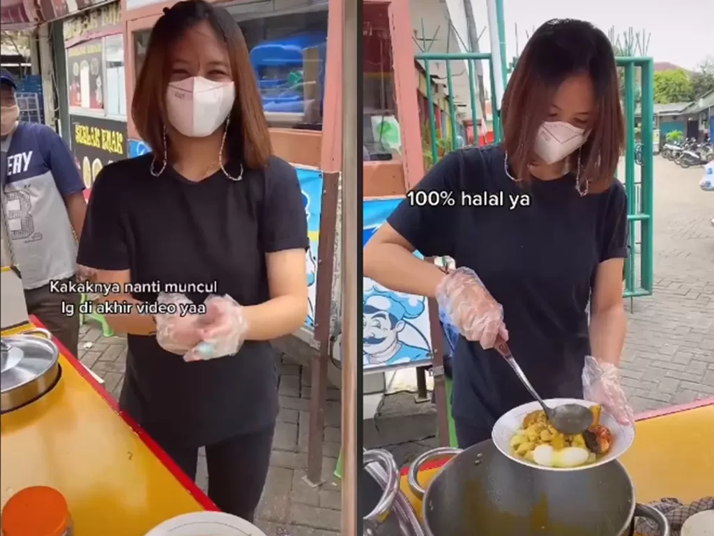  Cuplikan video viral pramugari jualan lonton sayur. (photo/TikTok/@hendry.jonathan)