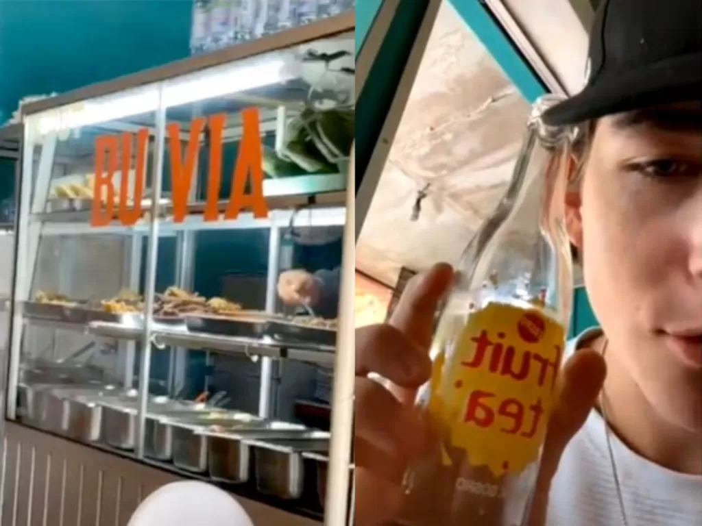 Tangkapan layar video bule ngomong kasar di warung makan. (Instagram/@dagelancendol)