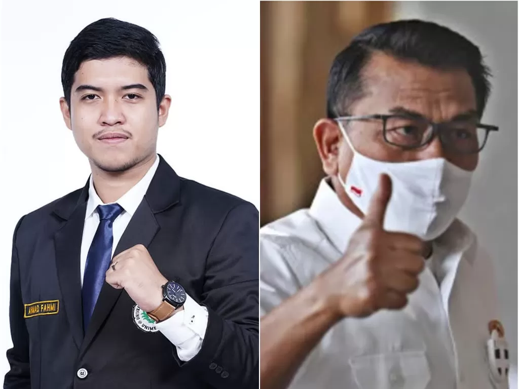 Kolase, Mantan Presiden Mahasiswa Unimed, Ahmad Fahmi SB (Kiri) Ketua Partai Demokrat Versi KLB Deli Serdang, Moeldoko (Kanan)