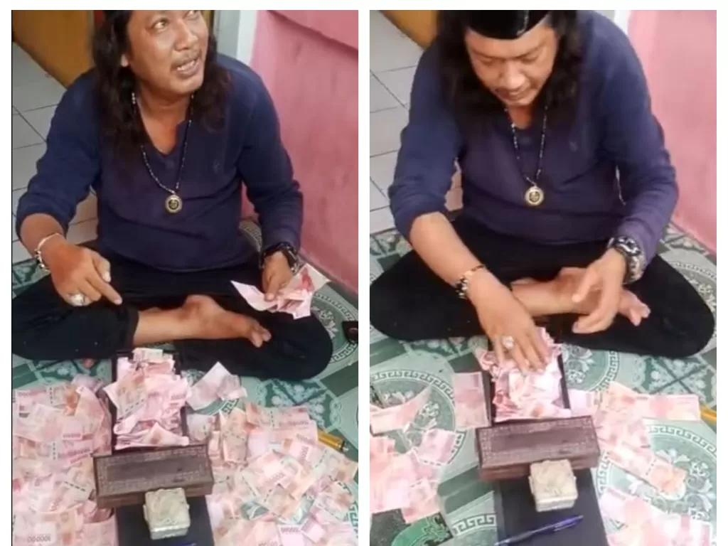 Aksi penggandaan uang di Bekasi. (Facebook/Boger Panglima Srigala Tempur)