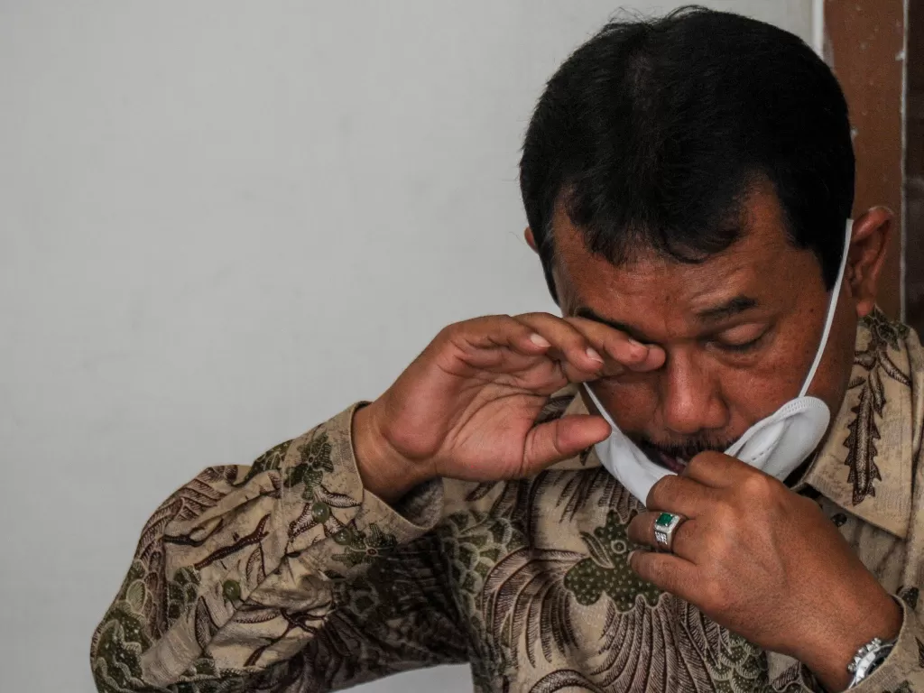Mantan Bupati Bogor Rachmat Yasin, yang juga terdakwa kasus dugaan penerimaan gratifikasi di Pengadilan Tipikor, Bandung, Jawa Barat, Senin (22/3/2021). (photo/ANTARA FOTO/Raisan Al Farisi)