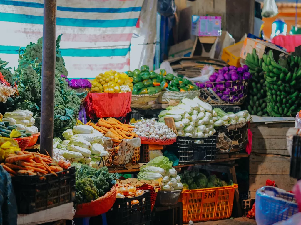 Ilustrasi sayuran di pasar. (Pexels/Min An)