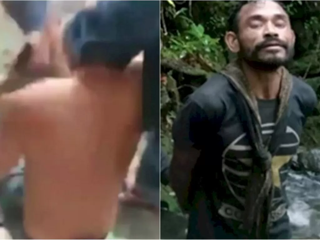Kiri: Warga menggerebek pasangan pasangan mesum (Istimewa) / Kanan:Mantimbang Nurlatu ditangkap jajaran Polres Pulau Buru di Hutan Rodi. (Ist)