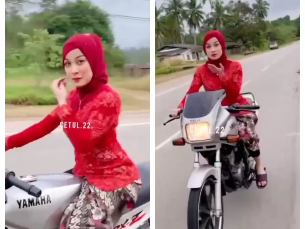 Viral Wanita Berkebaya Merah Tunggangi Motor Sport 2 Tak Langka - Indozone  News - Halaman 2