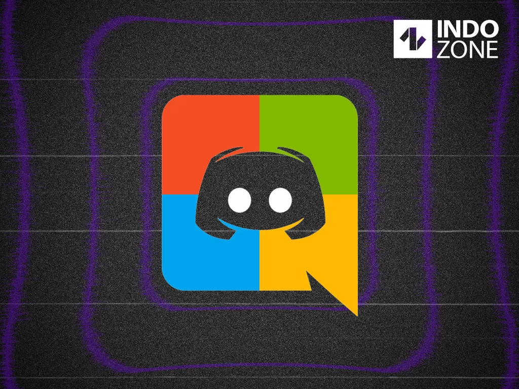 Ilustrasi tampilan logo Discord dengan warna logo Microsoft (Ilustrasi/INDOZONE/Ferry Andika)