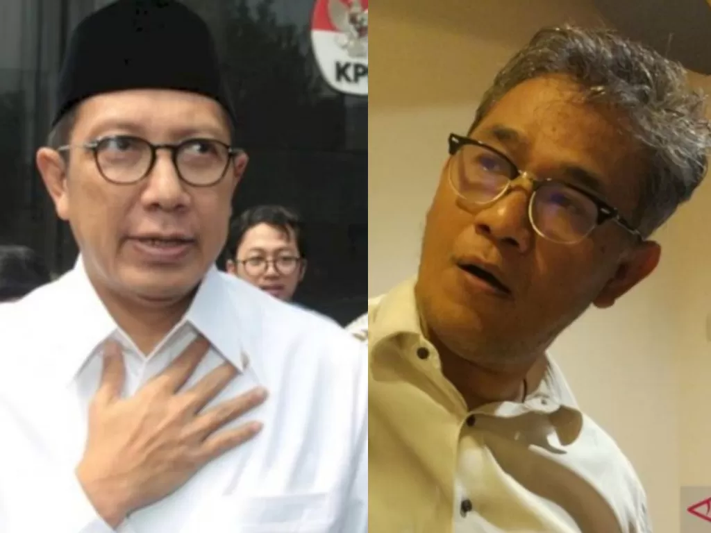 Kolase foto mantan Menteri Agama Lukman Hakim Saifuddin dan Komisaris PTPN V Budiman Sudjatmiko (Antaranews)