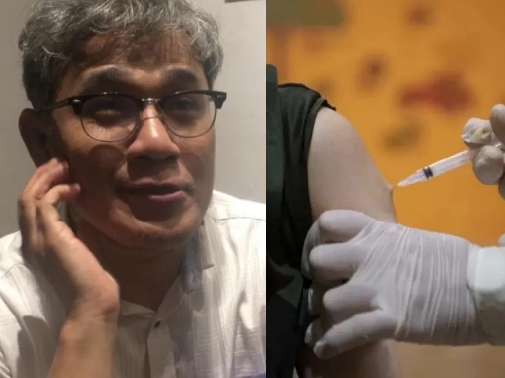 Kolase foto Budiman Sudjatmiko dan ilsutrasi suntik vaksin (Antaranews)