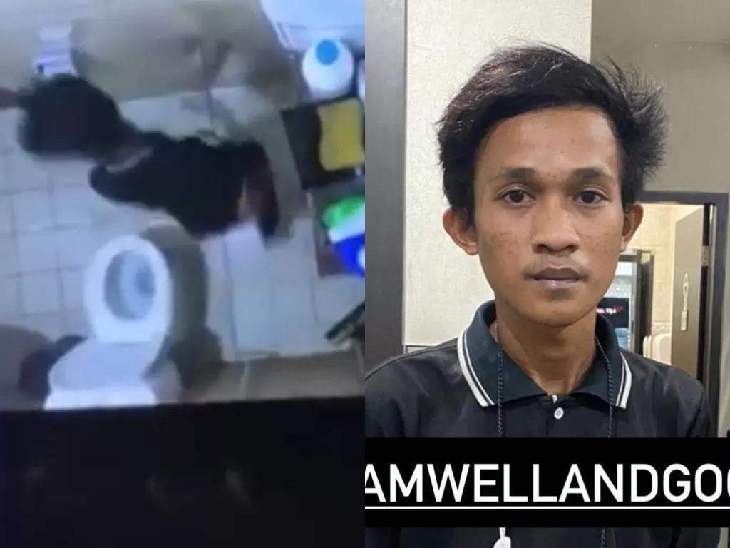 Seorang pria ketangkul langi masang kamera di toilet. (Photo/Instagram/@priskilaaaglr)