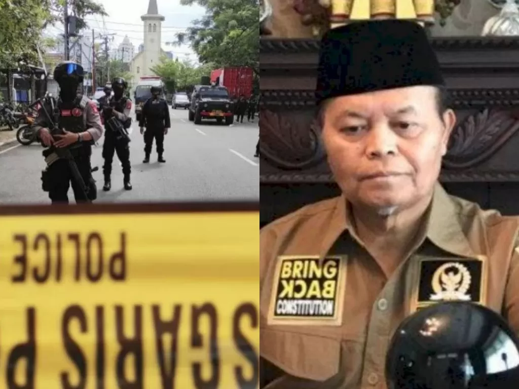 Kolase foto suasana di lokasi bom dan Wakil Ketua MPR Hidayat Nur Wahid (Antaranews)