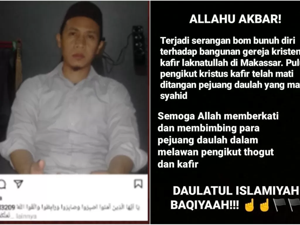 Sosok pria yang senang atas bom bunuh diri di Gereja Katedral Makassar. (Twitter)