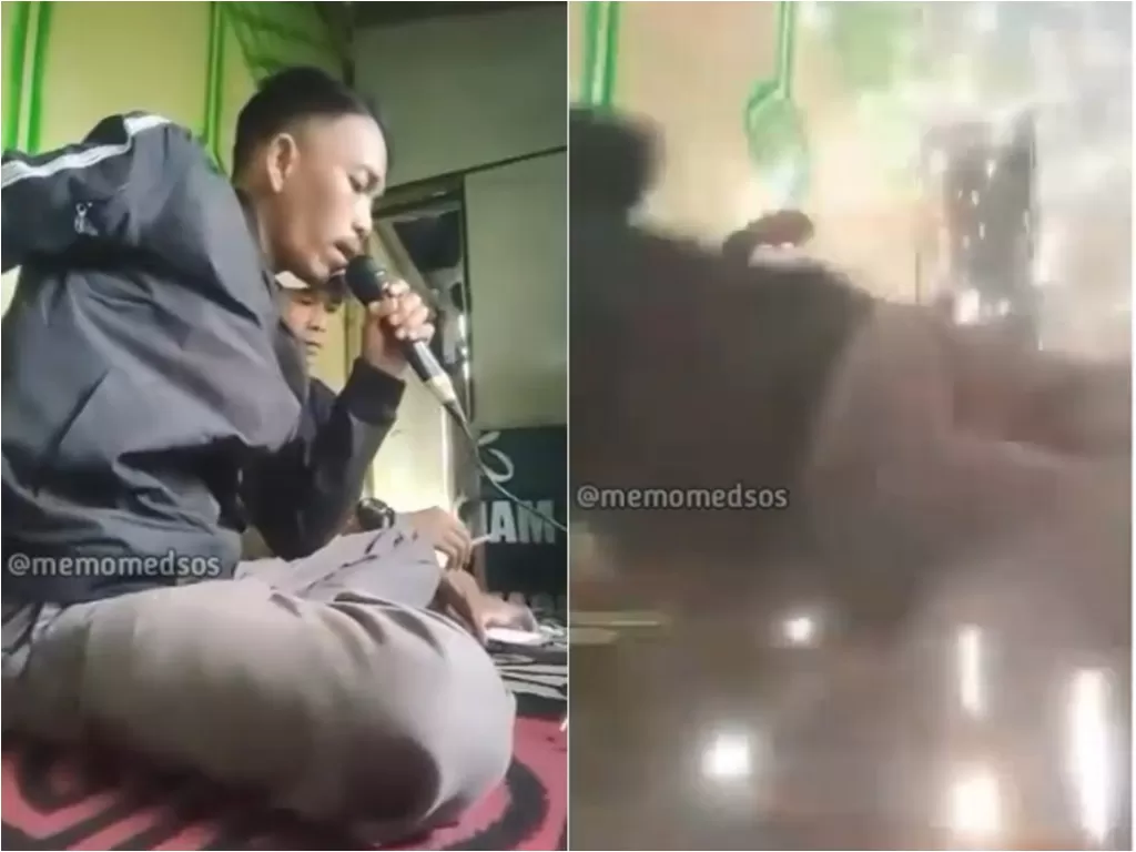 Detik-detik dua pria terkena ledakan saat sedang asyik karaokean (Instagram/memomedsos)