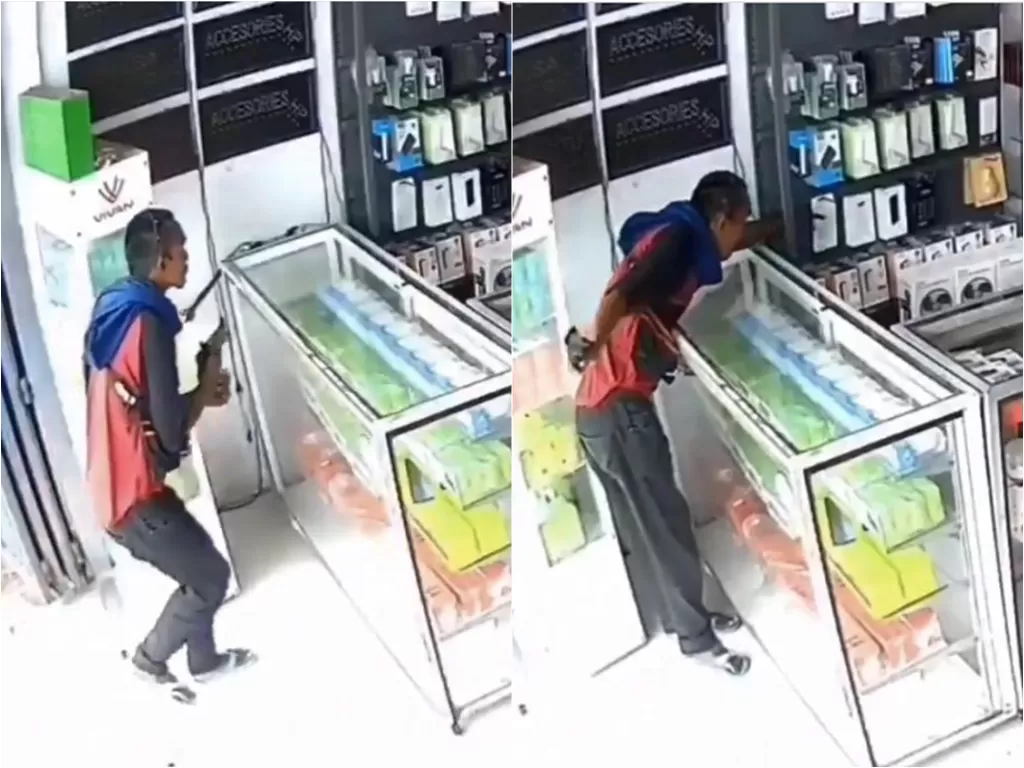 Pria terekam kamera CCTV saat mencuri power bank di toko (Instagram/fakta.indo)