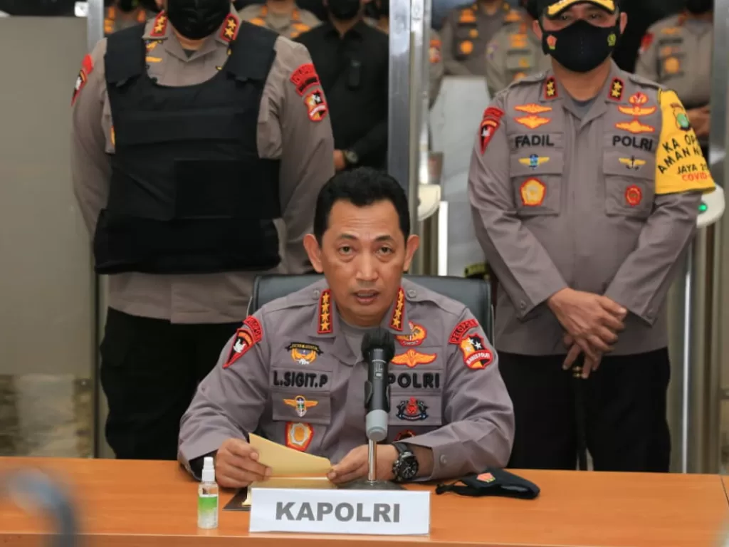 Kapolri Jenderal Polisi Listyo Sigit Prabowo saat memberikan keterangan pers terkait penyerangan di Mabes Polri. (Dok. Div Humas Polri)