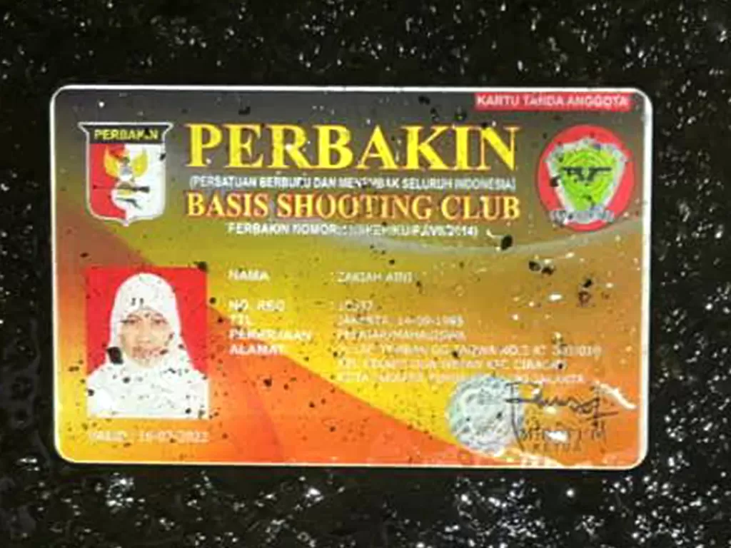 Kartu anggota Perbakin yang diduga milik wanita penyerang Mabes Polri. (Istimewa)