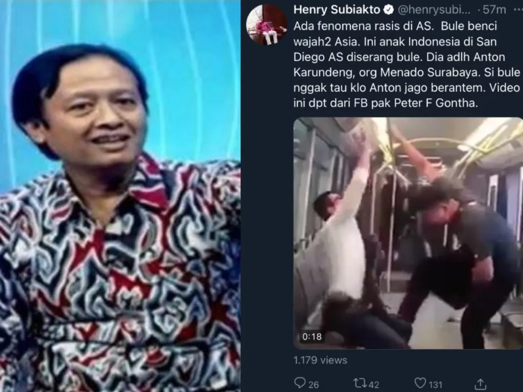 Henry Subiakto dan kicauannya (YouTube TV One/Twitter)