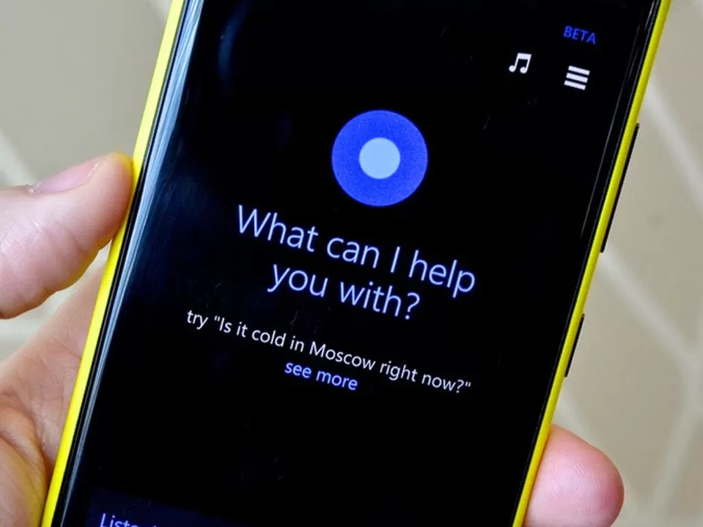 Tampilan layanan voice assistant Cortana buatan Microsoft (photo/The Verge)