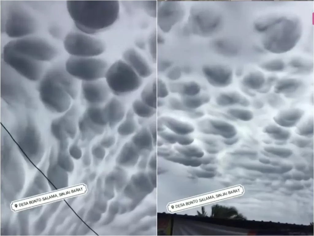 Penampakan awan mammatus di Sinjai Sulsel (Instagram/makassar_iinfo)