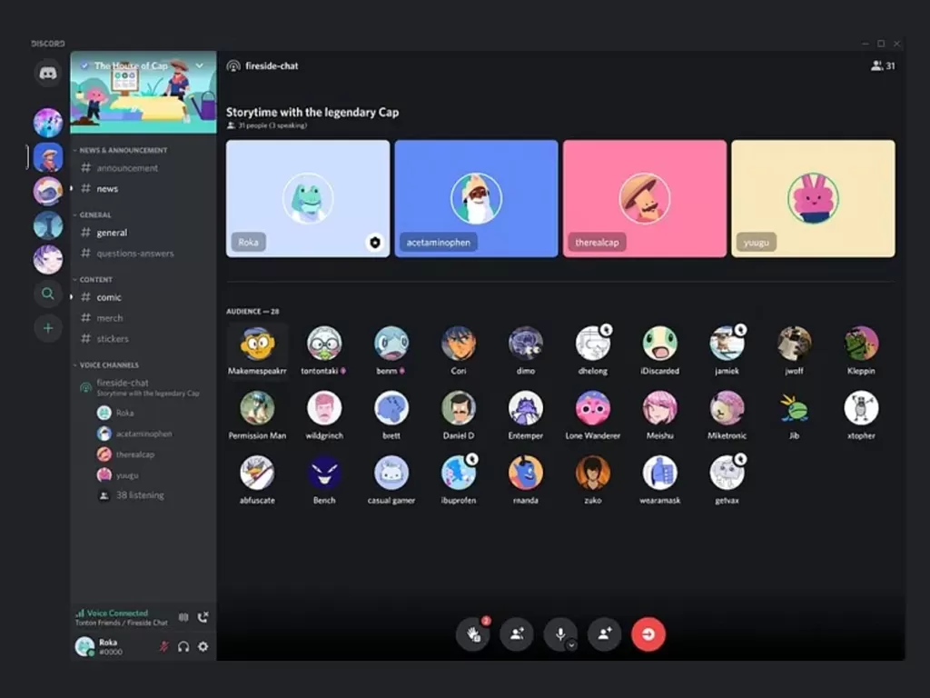 Tampilan fitur Stage Channel di layanan Discord (photo/Discord)