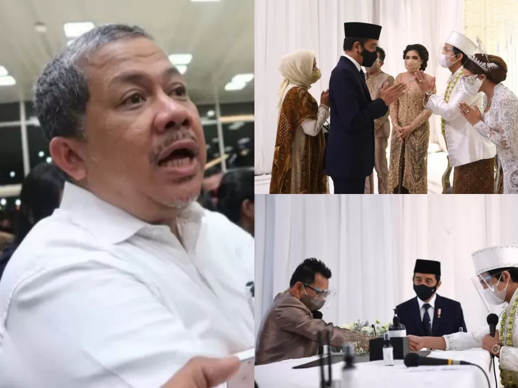 Kolase foto Fahri Hamzah serta potret Presiden Jokowi saat menghadiri pernikahan Atta Halilintar dan Aurel Hermansyah (Antaranews/Sekretariat Negara)