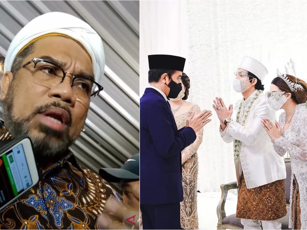Kiri: Ngabalin (ANTARA/Fathur Rochman) / Kanan: Presiden Jokowi hadiri pernikahan Atta-Aurel (Instagram/attahalilintar)