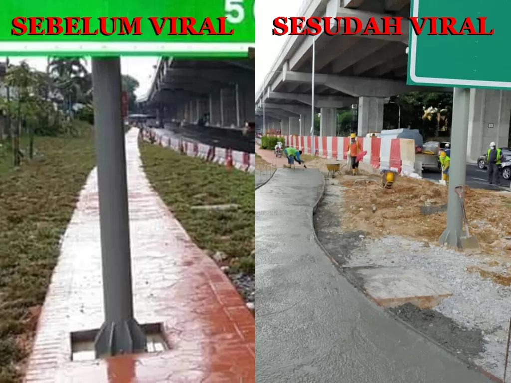 Fasilitas umum yang diperbaiki setelah viral. (Photo/Facebook/LANDO Zawawi/Twitter/@myDASHofficial)