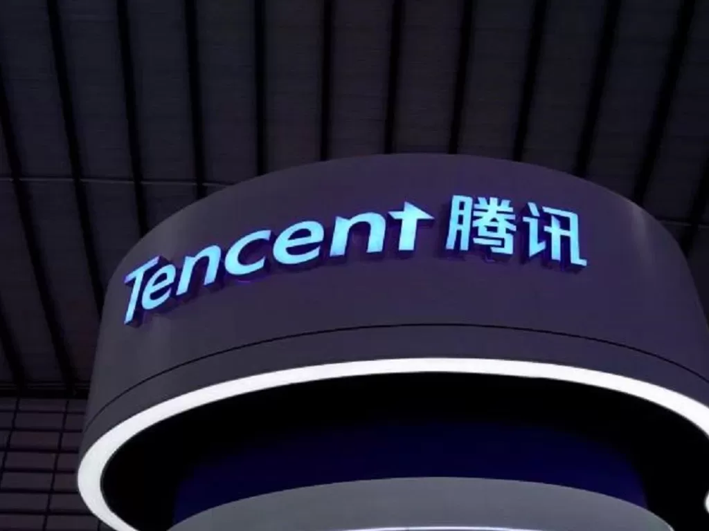 Tampilan logo perusahaan teknologi Tencent asal Tiongkok (photo/REUTERS/Aly Song)