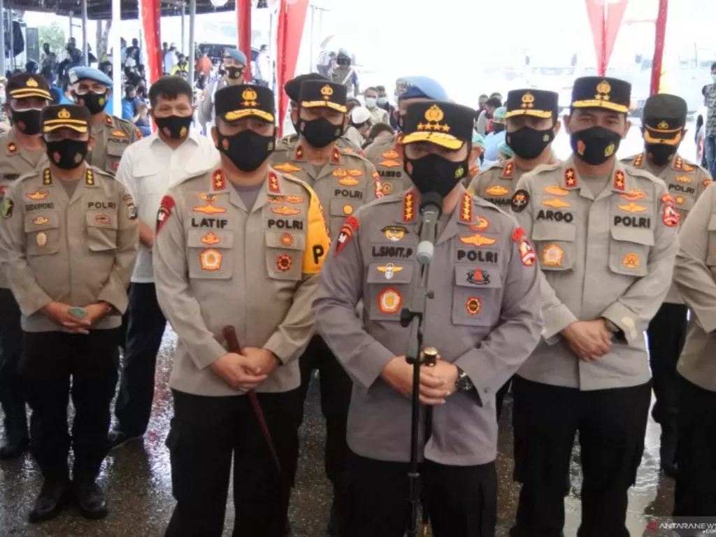 Kapolri Jenderal Listyo Sigit Prabowo di Mapolda NTT Sabtu (3/4/2021). (ANTARA/Kornelis Kaha)