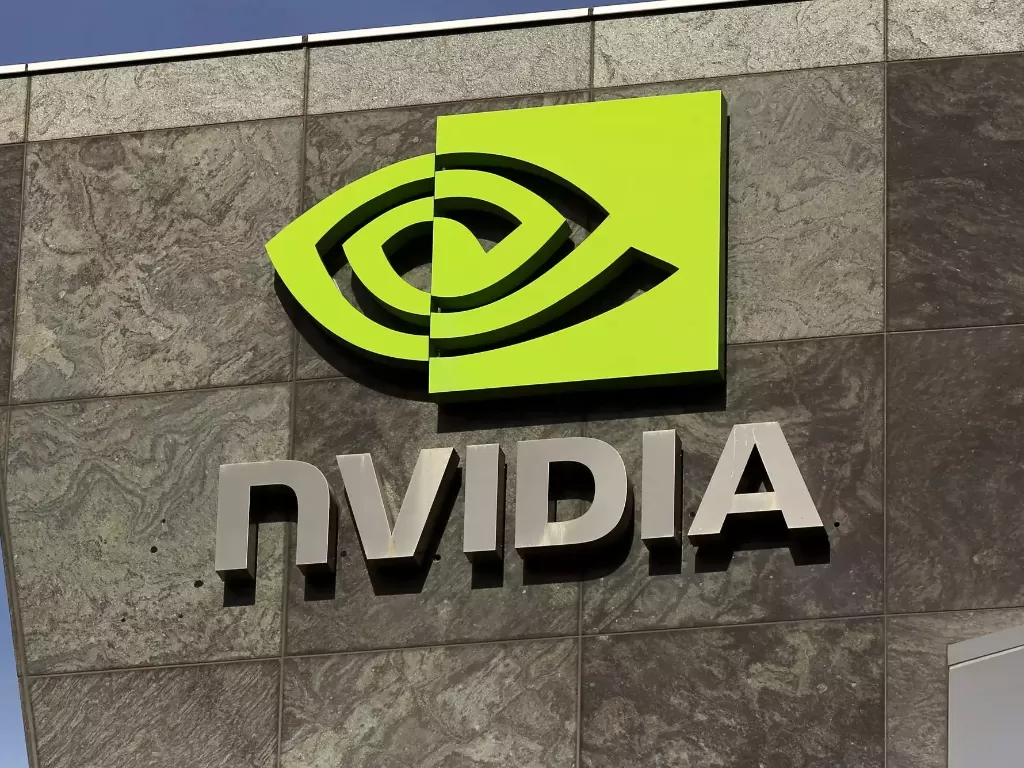Tampilan logo perusahaan Nvidia di salah satu kantornya (photo/REUTERS)