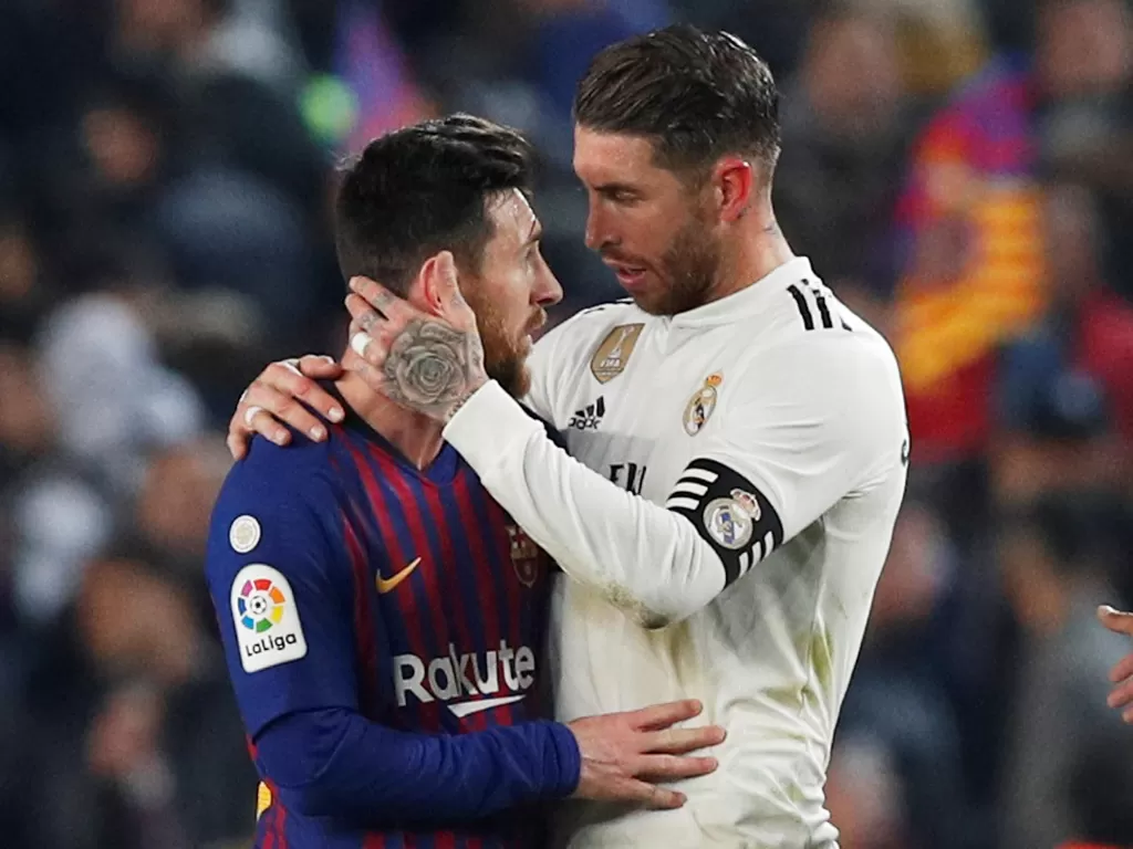 Lionel Messi dan Sergio Ramos. (photo/REUTERS)