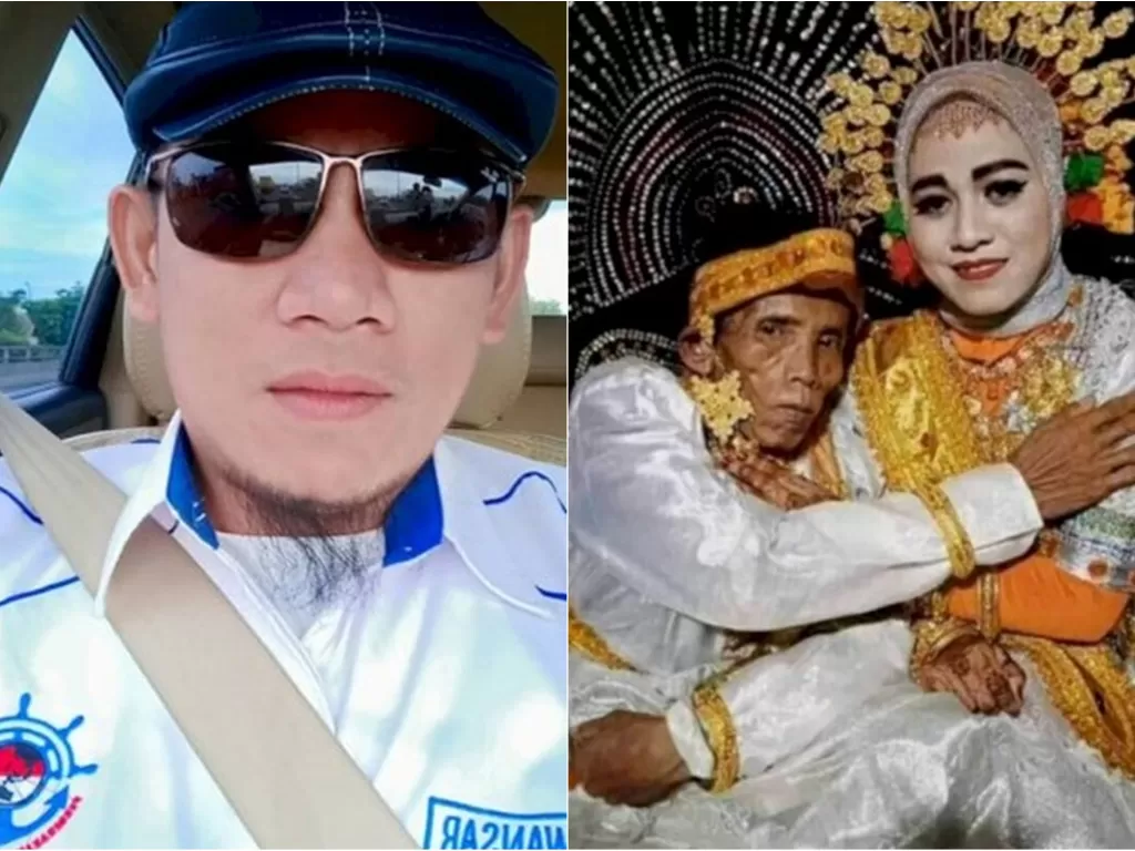 Kiri: Pria yang tolak gaji Rp90 juta. (Facebook/Karaeng Macho) / Kanan: Pernikahan beda usia antara Kake Bora dan Ira Fazila. (Ist)