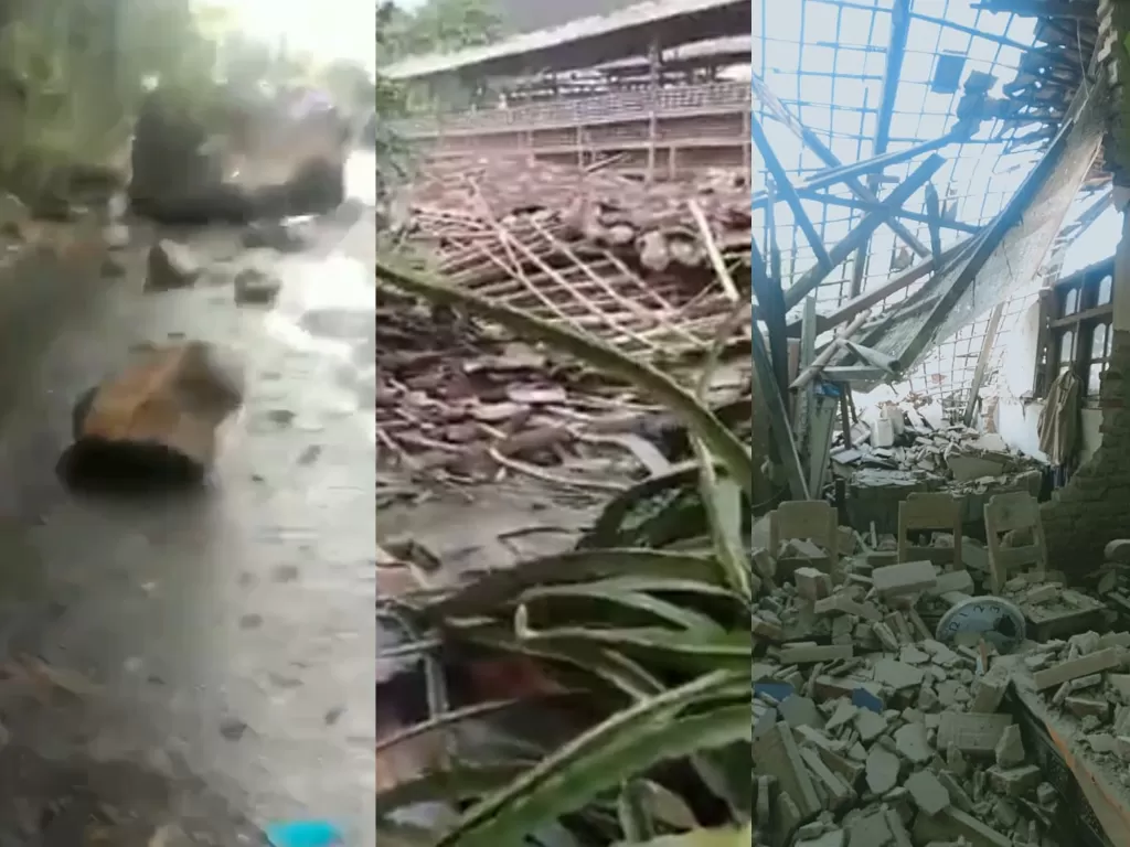 Kumpulan video dampak kerusakan akibat gempa di Malang. (Photo/Twitter)