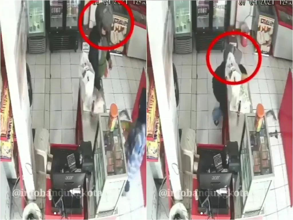 Wanita terekam kamera pengawas saat mencuri di Toko Frozen Food di Bandung (Instagram/cetul.22)