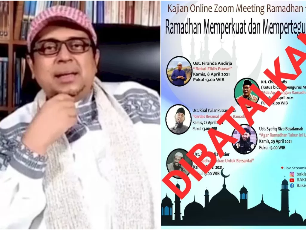 Haikal Hassan dan flyer kajian online Ramadan PT Pelni. (Twitter)