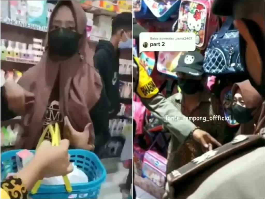 Remaja perempuan terciduk mencuri produk kecantikan di Tulungagung (Instagram/tante_rempong_offficial)