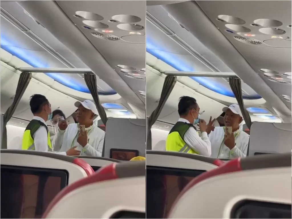 Penumpang marah-marah ke petugas pesawat Batik Air (TikTok/ baunk.id)