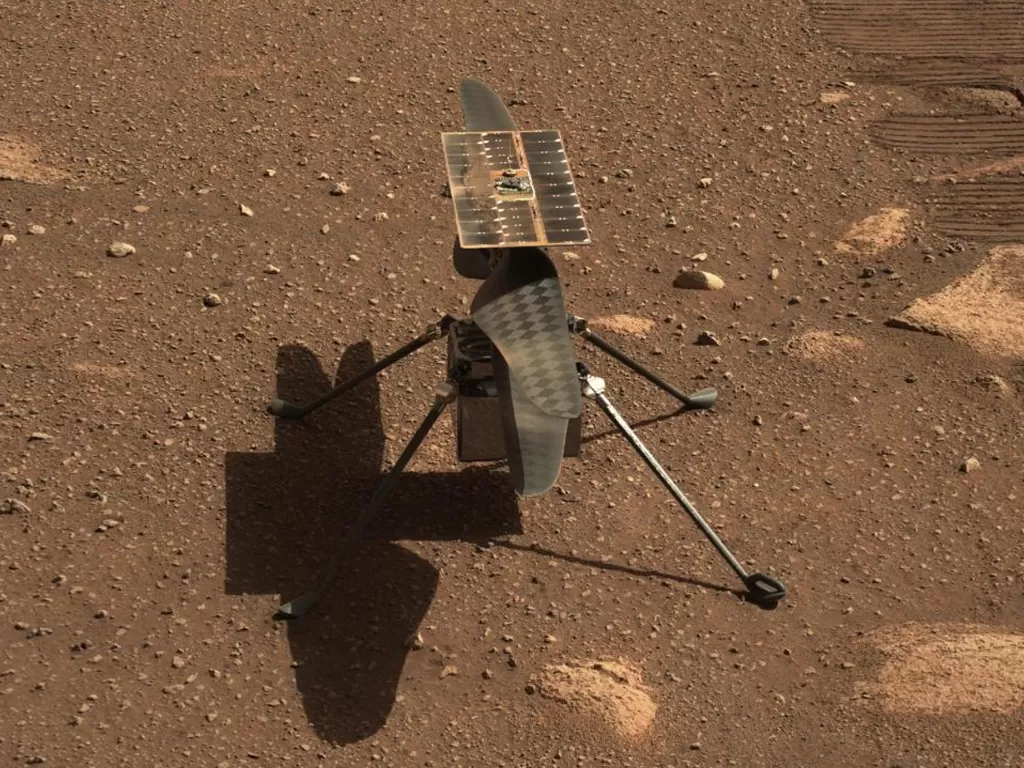 Penampakan helikopter Ingenuity yang sudah menyentuh planet Mars (photo/Twitter/@NASA)
