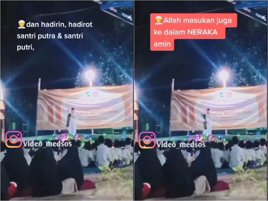 Santri beri ceramah malah doakan para ustaz dan undangannya masuk neraka (Instagram/video_medsos)