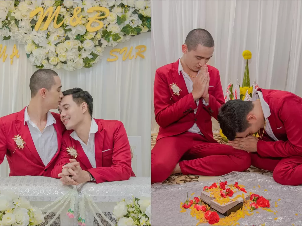 Pernikahan pasangan gay di Thailand (Facebook)