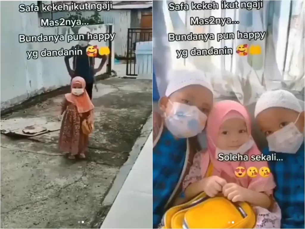 Bocah perempuan berpakaian soleha berubah jadi solihin sampai di masjid (Instagram/makasar_info)