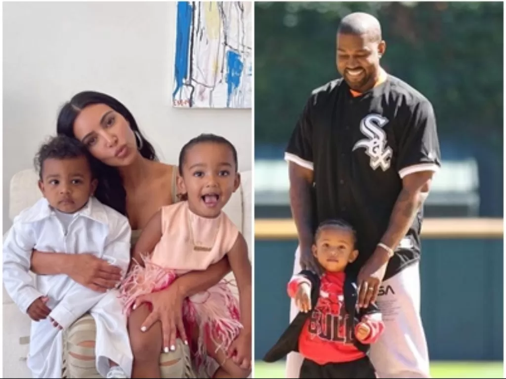 Kim Kardashian dan Kanye West bersama anak-anak mereka. (Instagram/@kimkardashian/@kanyewest)