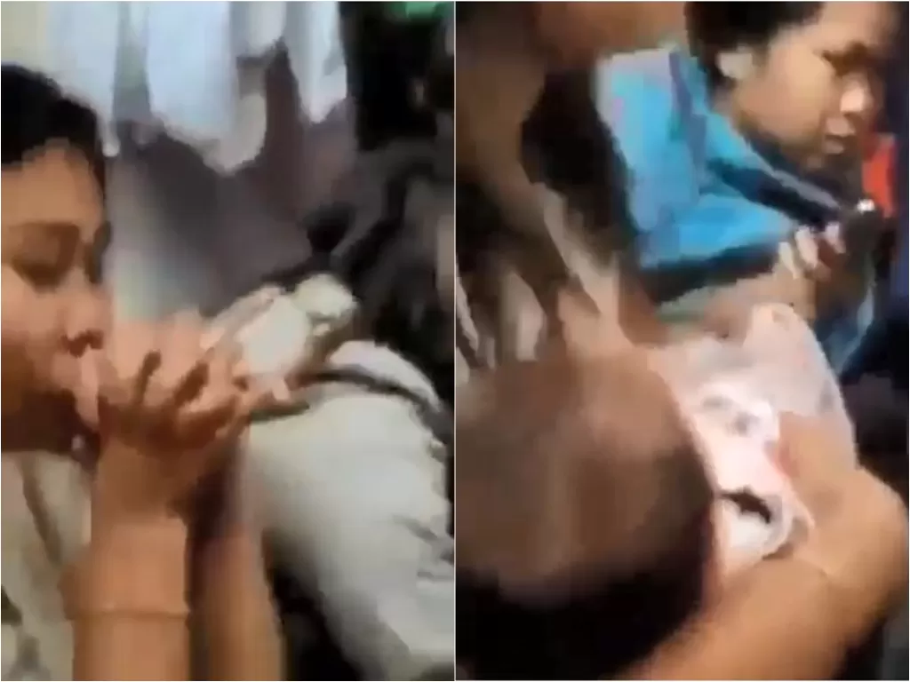 Wanita bersama bayinya ketakutan dan sembunyi di dalam kamar mandi saat KKB jatuhkan tembakan brutal (Instagram/jayalah.negriku)