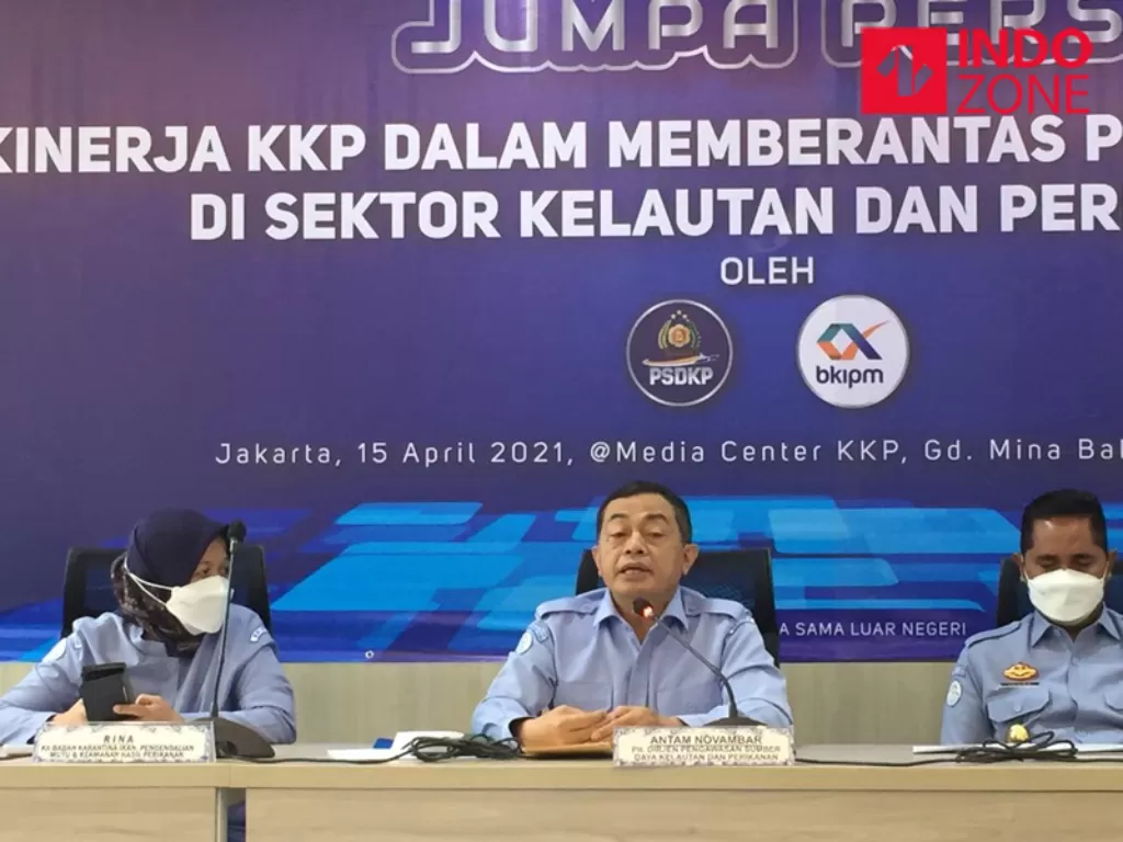 Sekjen KKP Antam Novambar saat konferensi pers di Gedung KKP, Jakarta. (INDOZONE/Sarah Hutagaol)