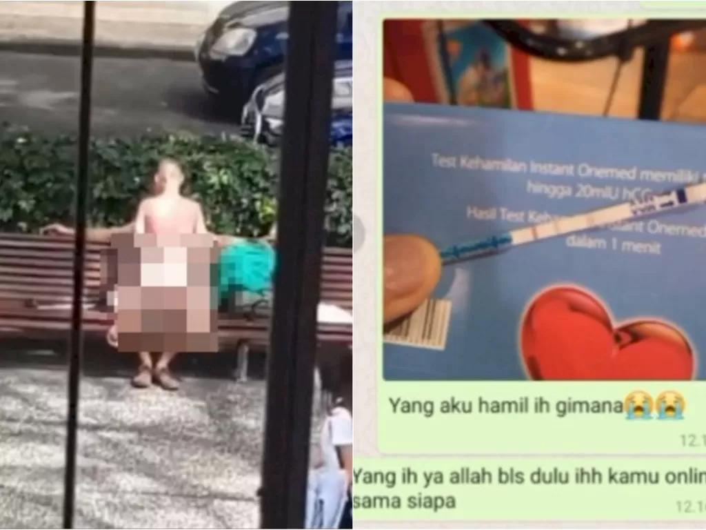Kiri: Pasangan ini berhubungan seks di depan sekolah (Newsflash) / Kanan: Cewek prank sedang hamil ke pacarnya viral (Tiktok)