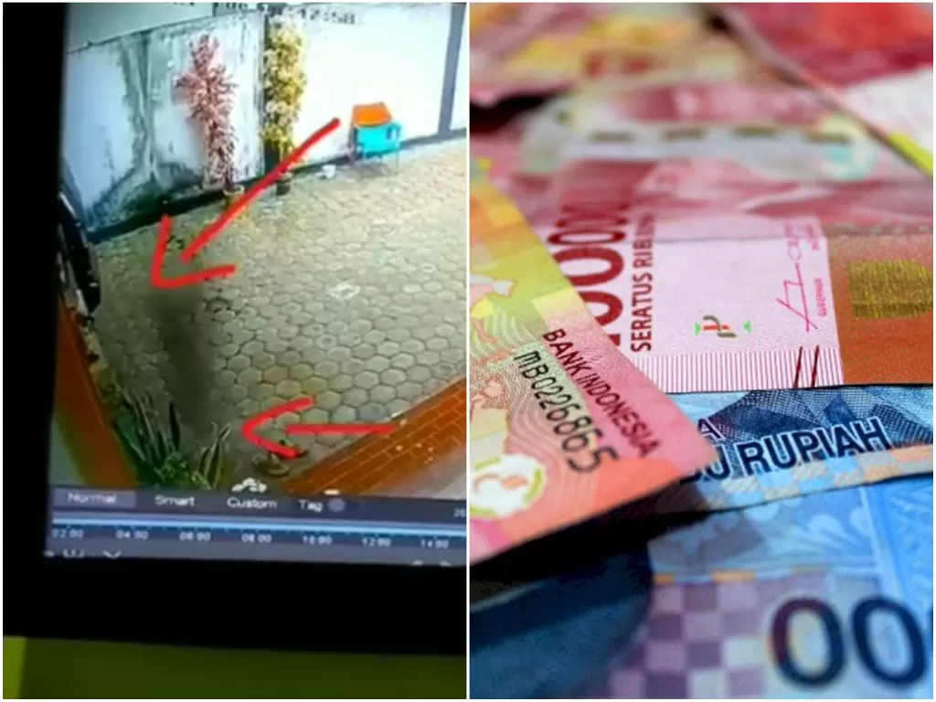 Rekaman CCTV diduga babi ngepet. (Instagram/@kabaraceh) dan Ilustrasi uang. (Pixabay/EmAji)