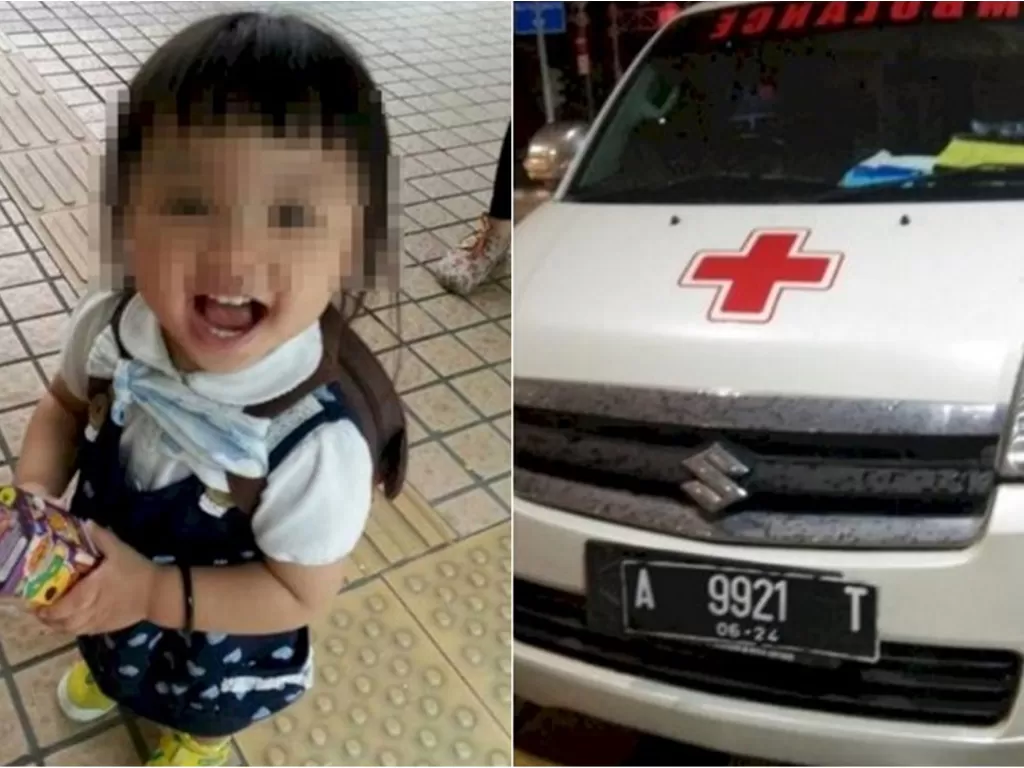 Kiri: Sebelum Tewas Bocah Ini Sempat Gambar Penyebab Kematian. (AsiaWire) / Kanan: Kecelakaan melibatkan ambulans. (Dok. Satlantas Polres Jakpus.)