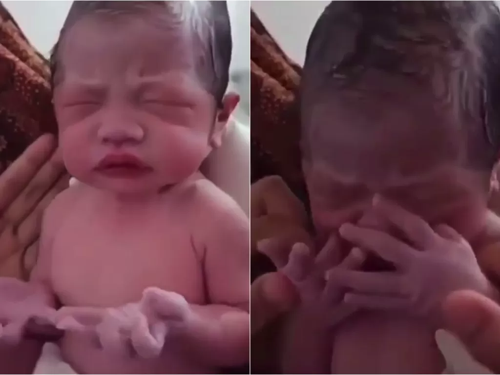 Bayi baru lahir seolah berdoa (Instagram)
