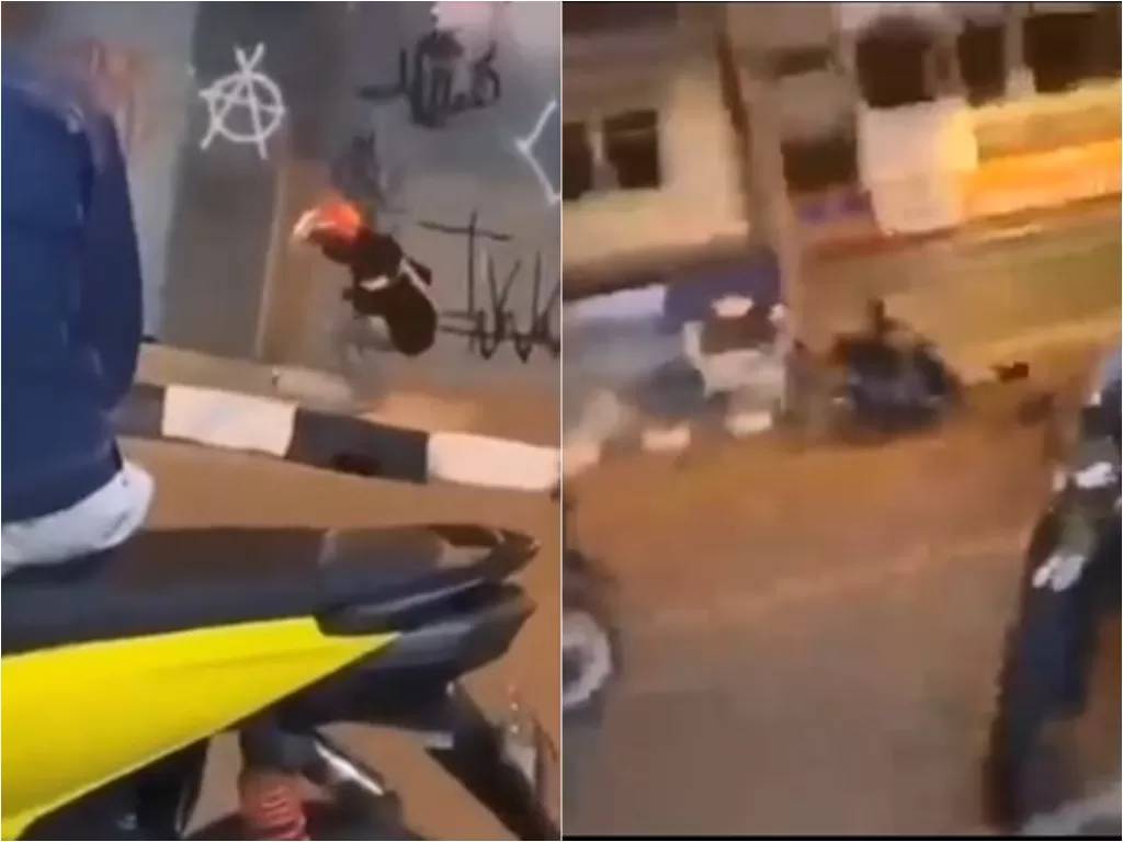 Pemuda tertabrak motor usai memasang petasan di depan rumah orang (Instagram/ndorobeii)